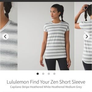 Lululemon Athletica Zen Stripe Tee - Heathered White and Gray
